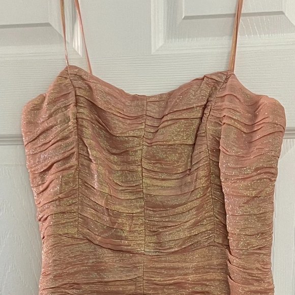 bhldn rose gold dress Berylove Women Rose Gold Formal Dress With Slit Sequin Mermaid Cut Out Deep V-Neck Spaghetti Straps Long Formal Wear Dress, Rose Pink / US18W main image 0